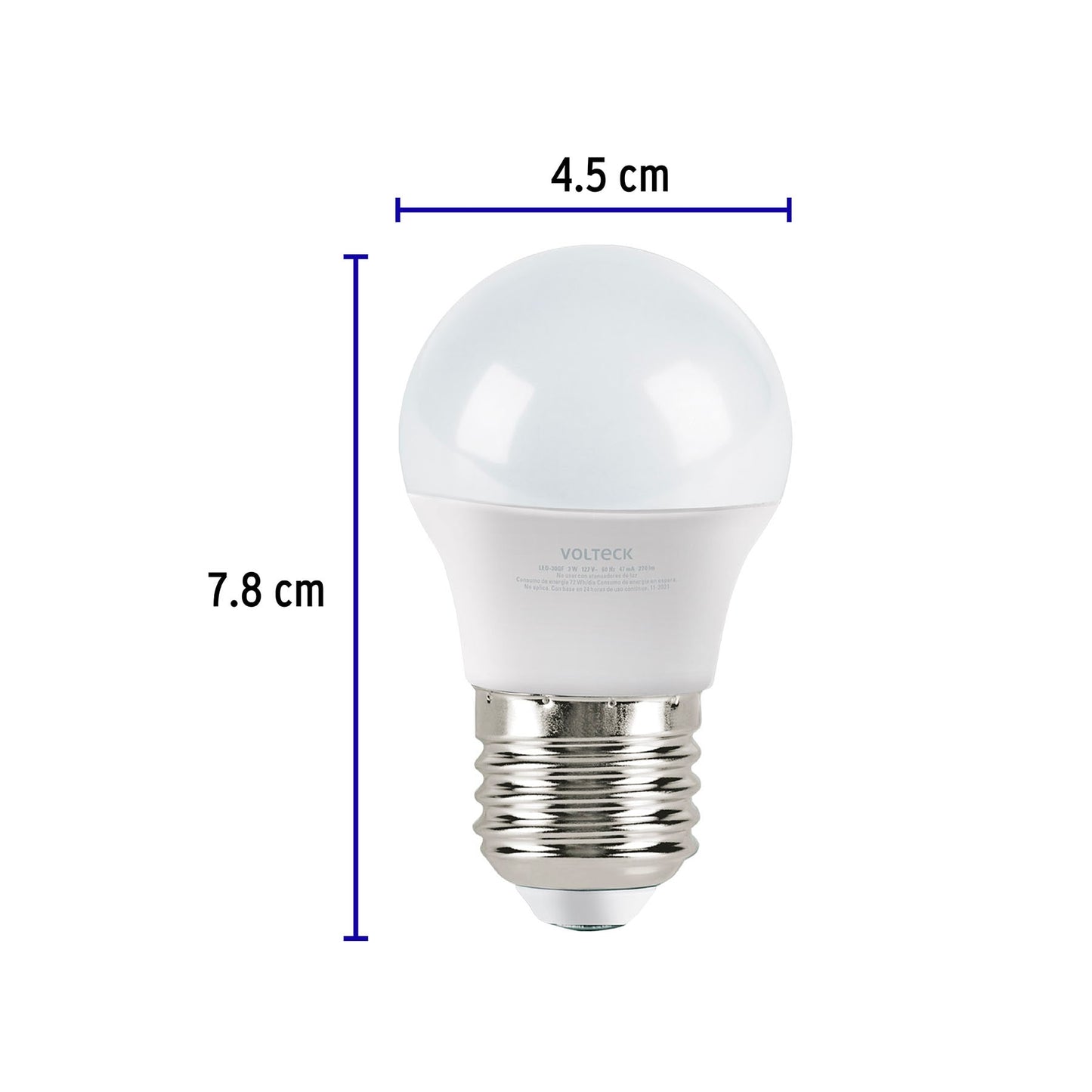 Pack de 4 lámparas LED G45 3 W (equiv. 25 W), luz de día | LED-30GFX4 | 46863
