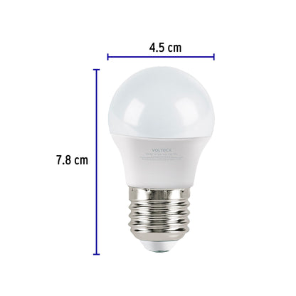 Pack de 4 lámparas LED G45 3 W (equiv. 25 W), luz de día | LED-30GFX4 | 46863