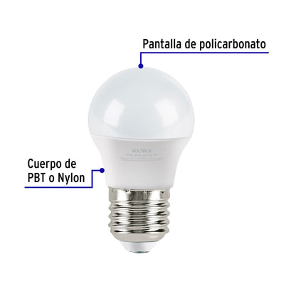 Pack de 4 lámparas LED G45 3 W (equiv. 25 W), luz de día | LED-30GFX4 | 46863