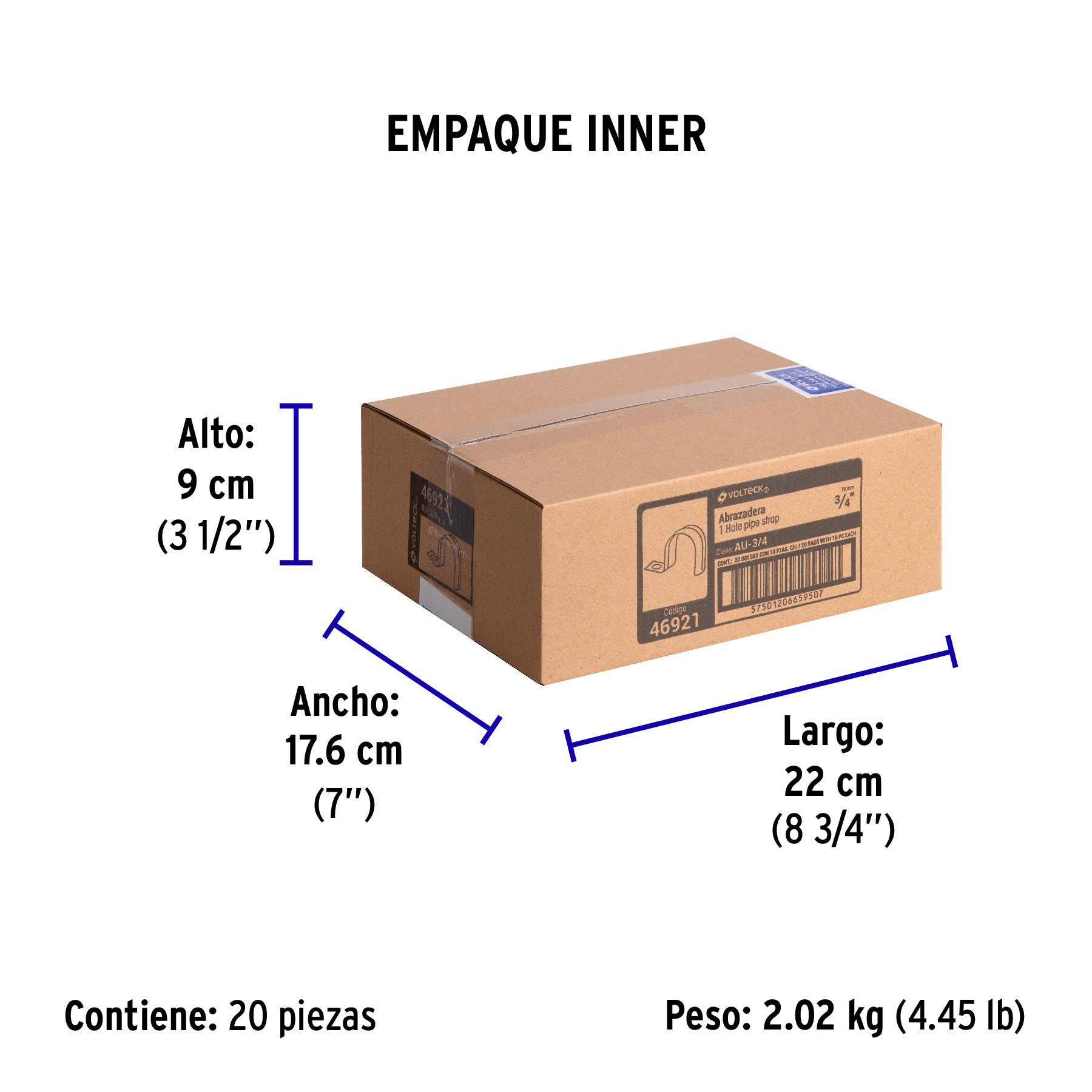 Bolsa c/10 abrazaderas tipo uña 3/4' p/tubo pared delgada | AU-3/4 | 46921