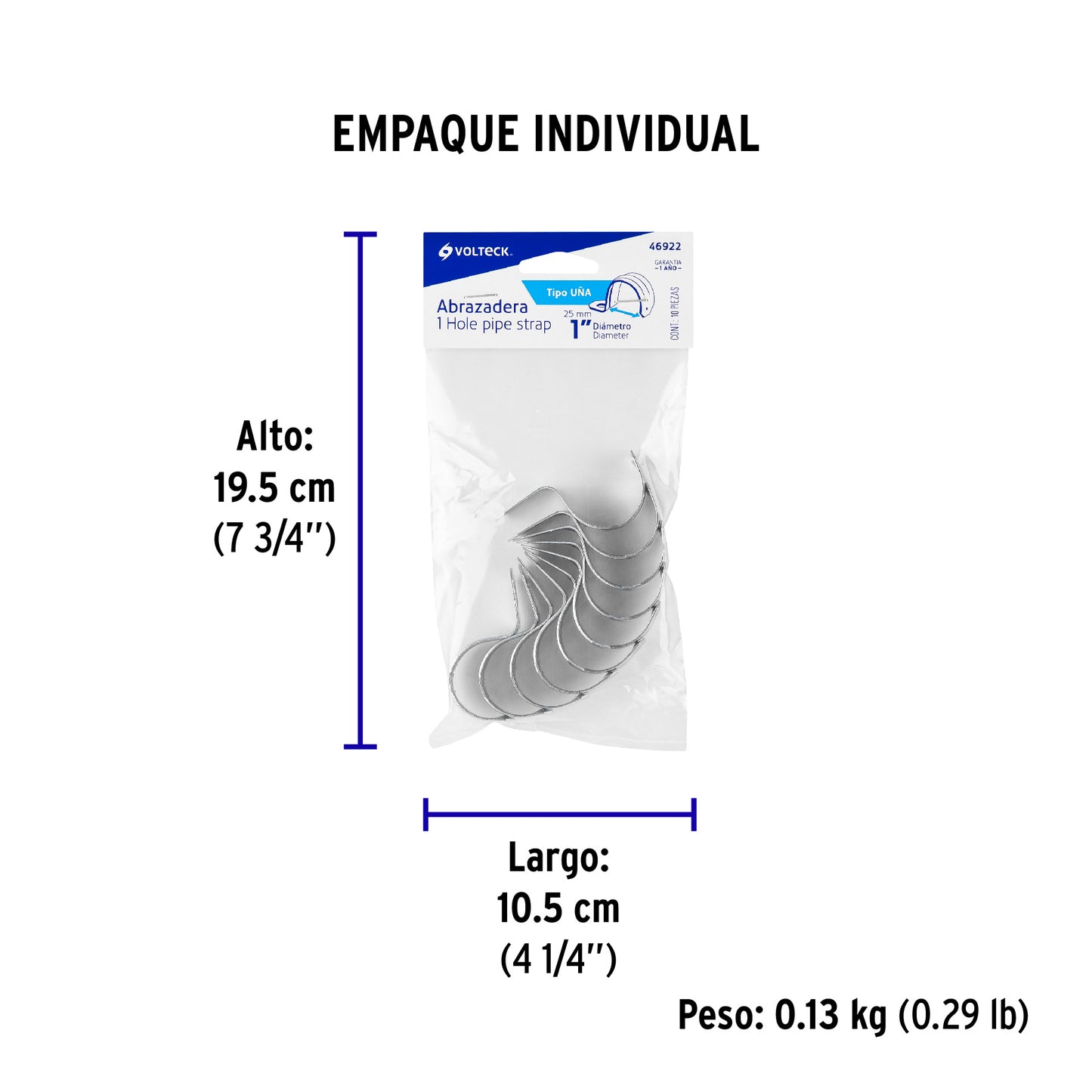 Bolsa c/10 abrazaderas tipo uña 1' p/tubo pared delgada | AU-1 | 46922