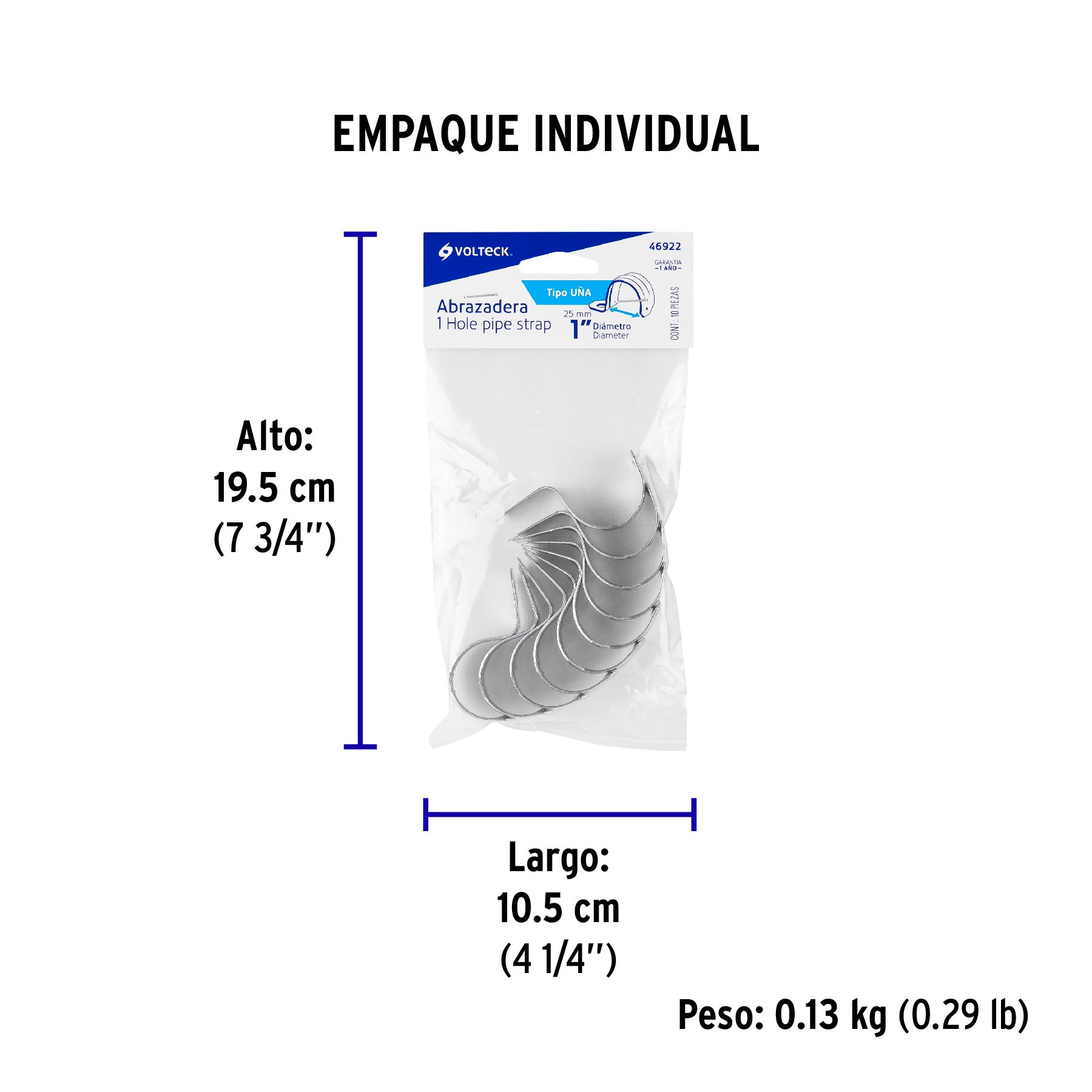 Bolsa c/10 abrazaderas tipo uña 1' p/tubo pared delgada | AU-1 | 46922