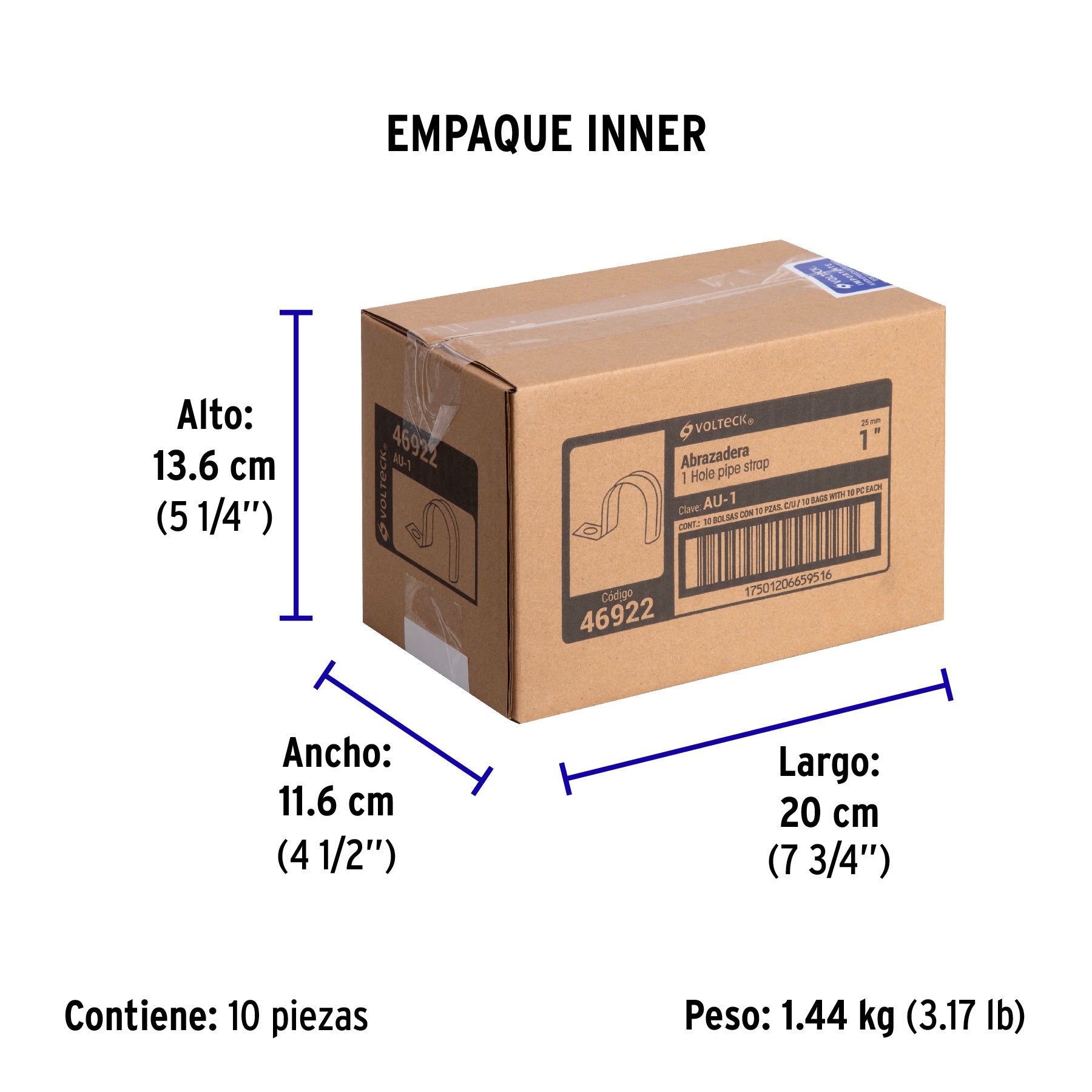 Bolsa c/10 abrazaderas tipo uña 1' p/tubo pared delgada | AU-1 | 46922