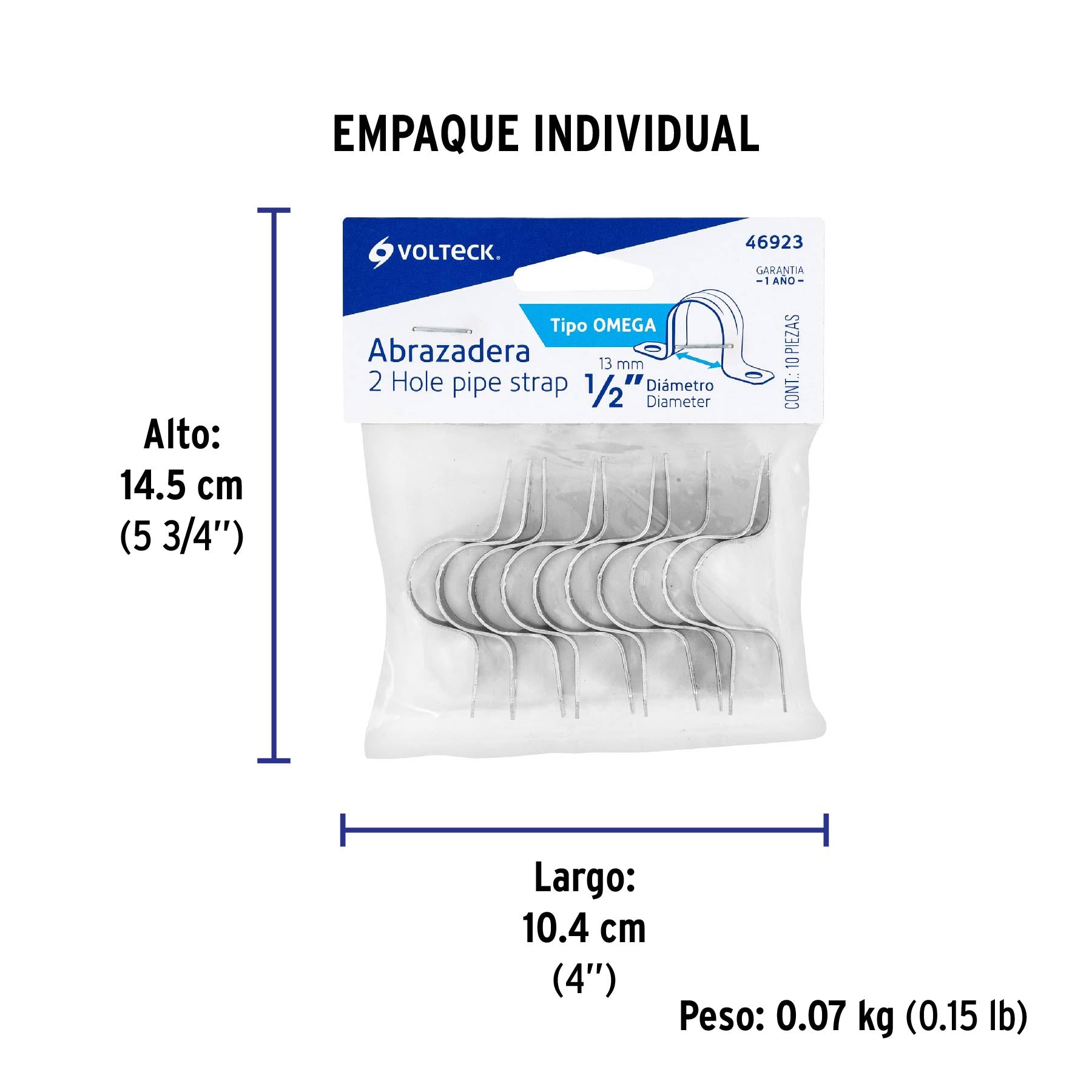 Bolsa c/10 abrazaderas tipo omega 1/2' p/tubo pared delgada | AO-1/2 | 46923