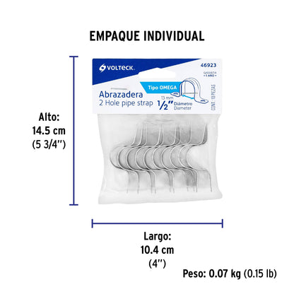 Bolsa c/10 abrazaderas tipo omega 1/2' p/tubo pared delgada | AO-1/2 | 46923
