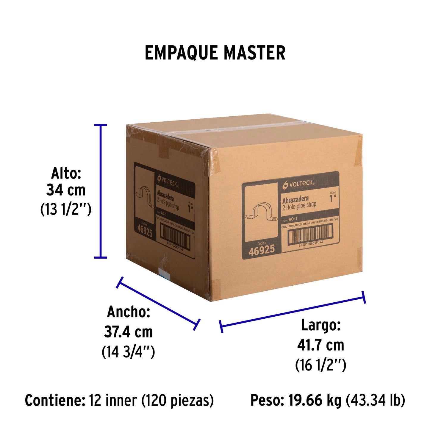 Bolsa c/10 abrazaderas tipo omega 1' p/tubo pared delgada | AO-1 | 46925