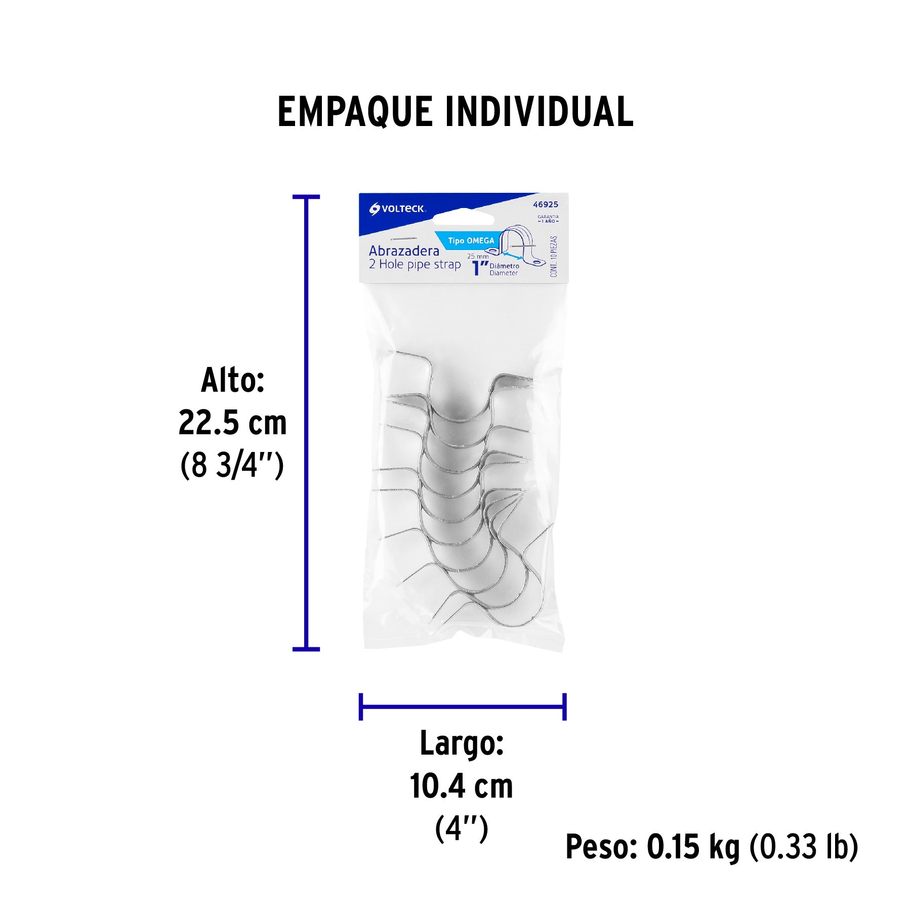 Bolsa c/10 abrazaderas tipo omega 1' p/tubo pared delgada | AO-1 | 46925