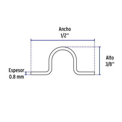 Bolsa c/10 abrazaderas tipo omega 3/8' p/tubo pared delgada | AO-3/8 | 46926