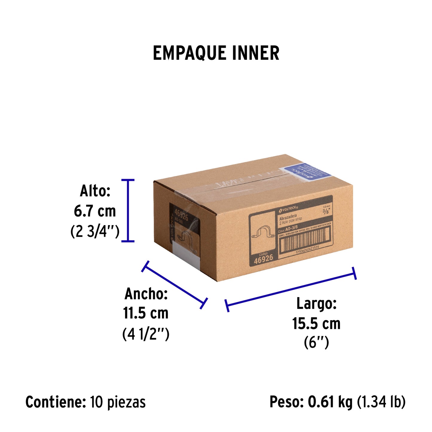 Bolsa c/10 abrazaderas tipo omega 3/8' p/tubo pared delgada | AO-3/8 | 46926