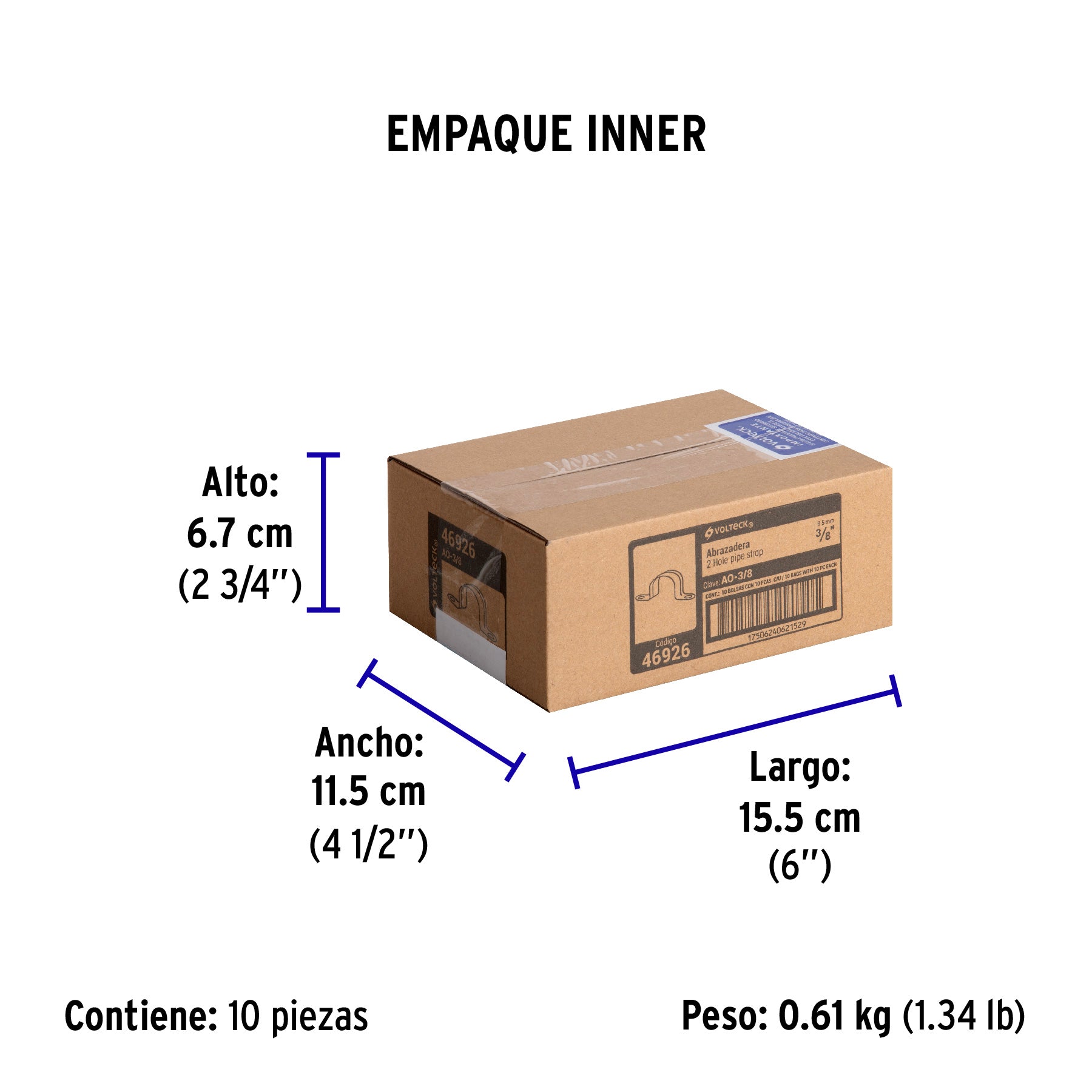 Bolsa c/10 abrazaderas tipo omega 3/8' p/tubo pared delgada | AO-3/8 | 46926