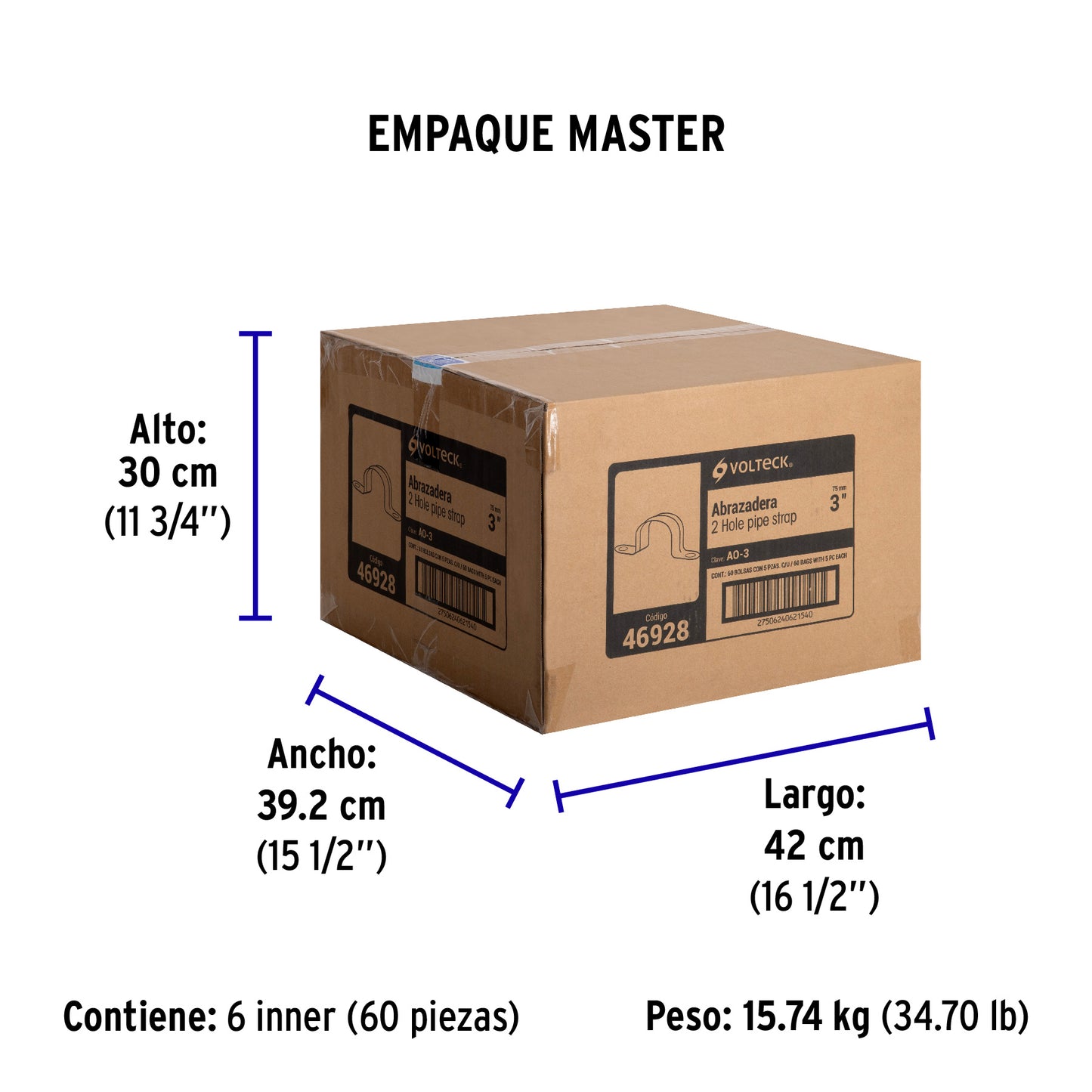 Bolsa c/5 abrazaderas tipo omega 3' p/tubo pared delgada | AO-3 | 46928