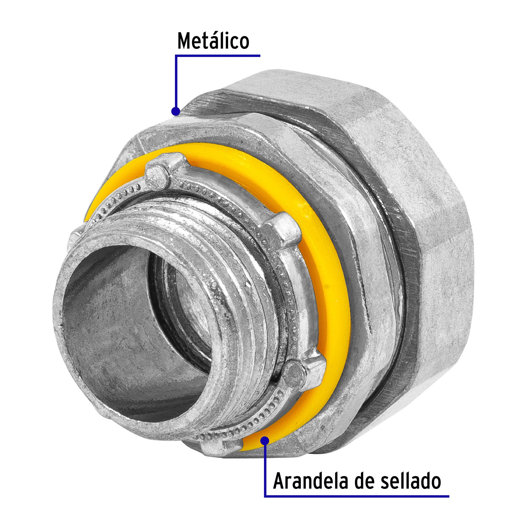 Conector recto 1/2' para tubo liquid tight, Volteck | CLQ-1/2R | 46930