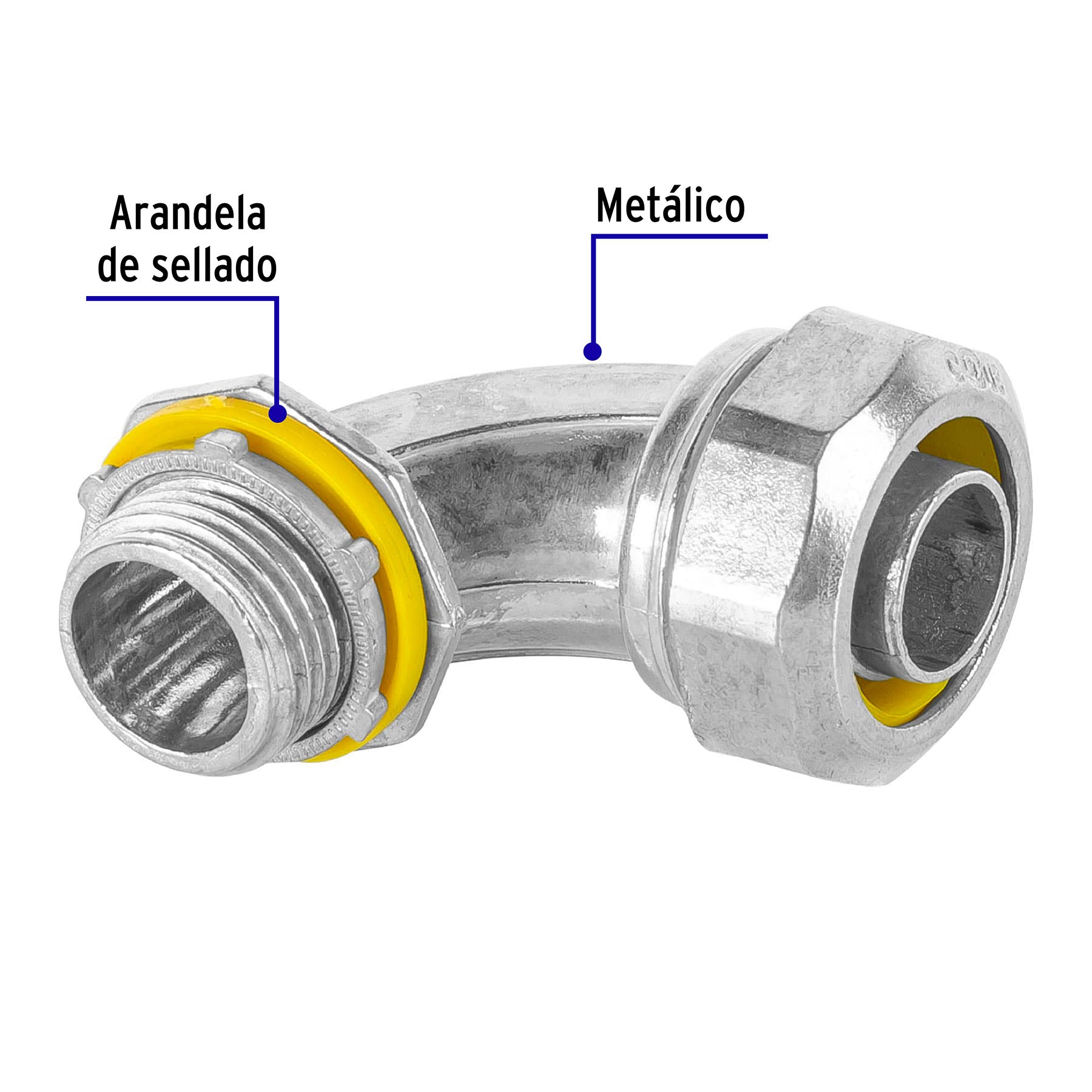 Conector curvo de 1/2' para tubo liquid tight, Volteck | CLQ-1/2C | 46933