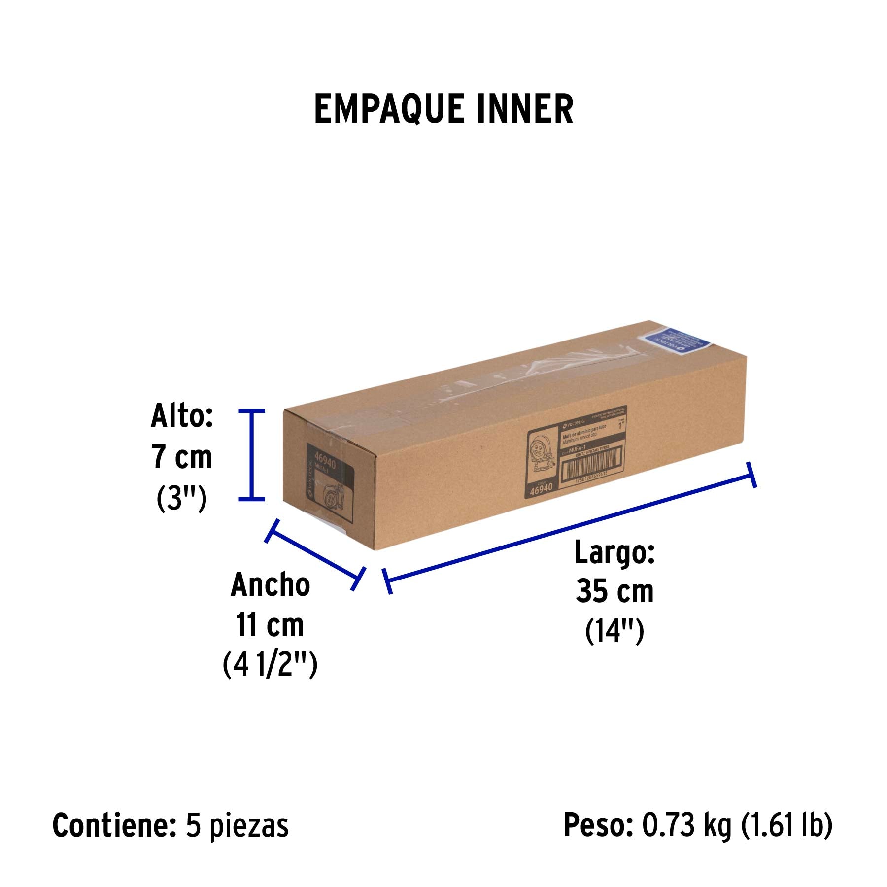 Mufa con abrazadera para tubo 1', Volteck | MUFA-1 | 46940
