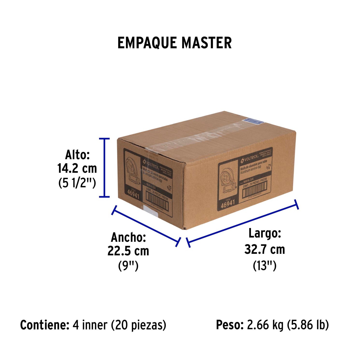 Mufa con abrazadera para tubo 3/4', Volteck | MUFA-3/4 | 46941
