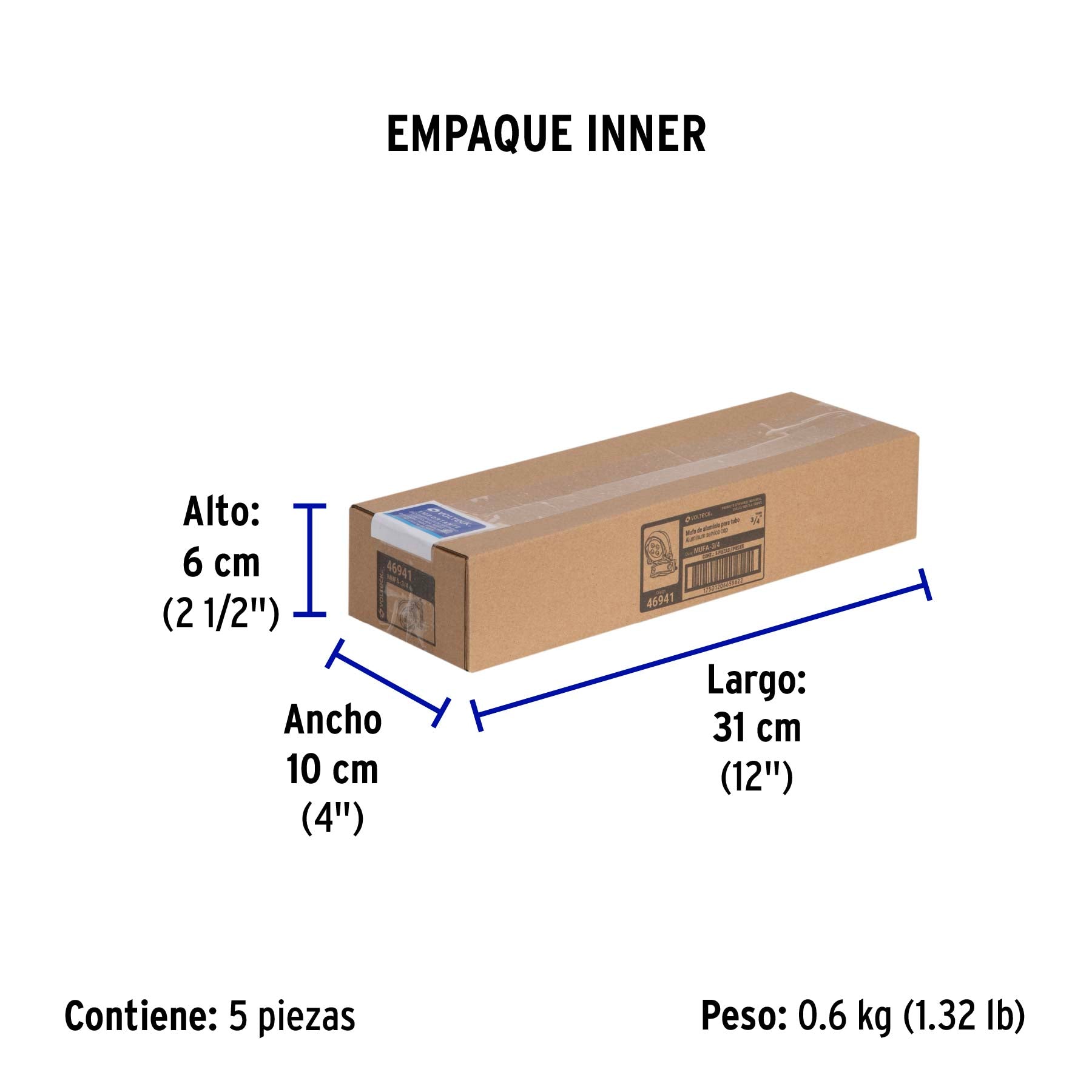 Mufa con abrazadera para tubo 3/4', Volteck | MUFA-3/4 | 46941