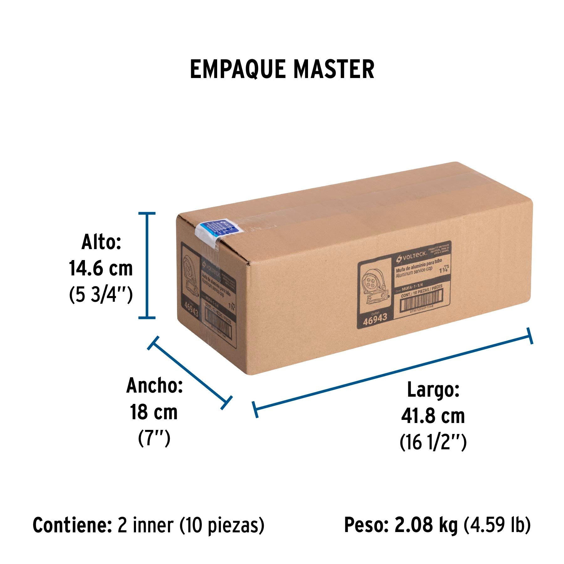 Mufa con abrazadera para tubo 1-1/4', Volteck | MUFA-1-1/4 | 46943