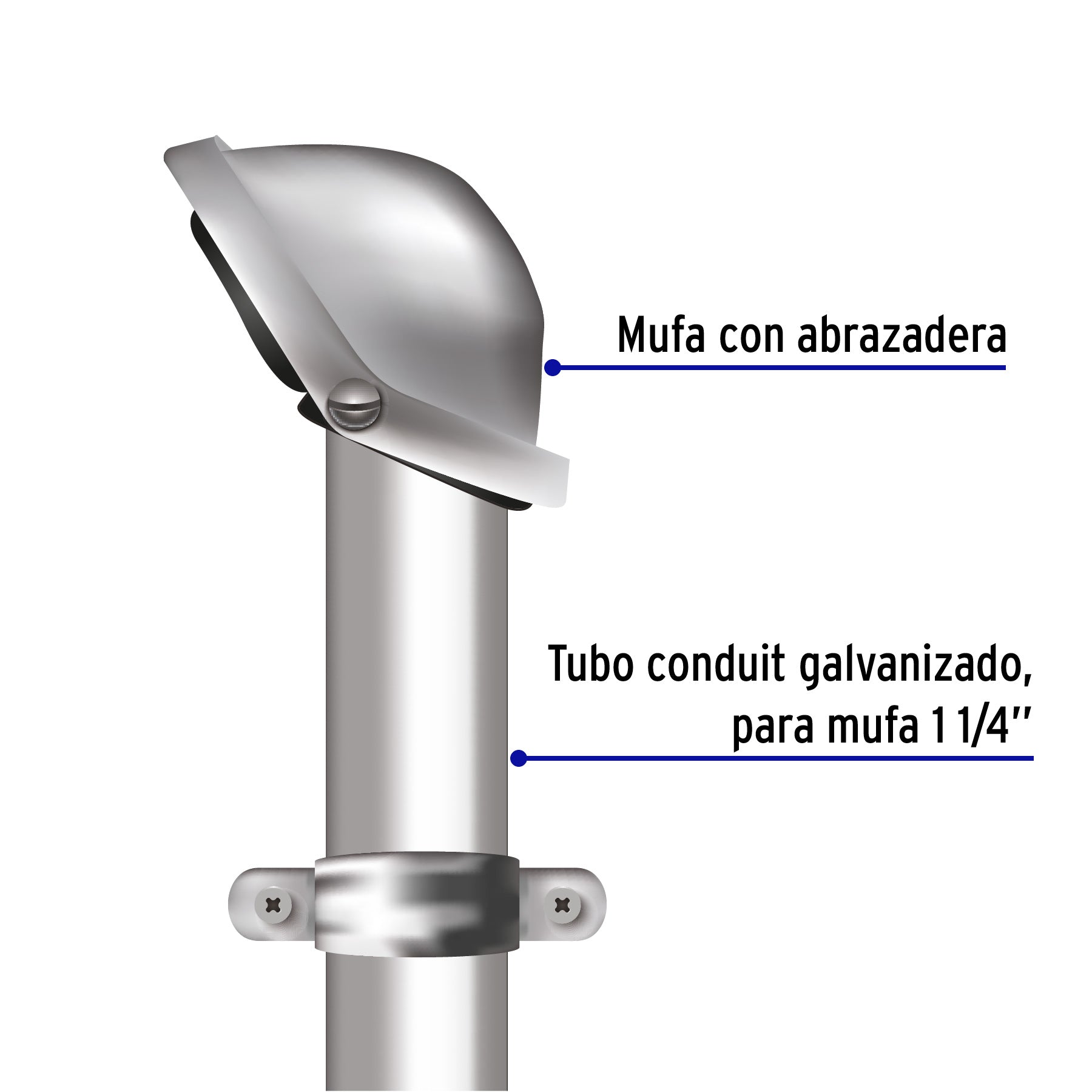 Mufa con abrazadera para tubo 1-1/4', Volteck | MUFA-1-1/4 | 46943