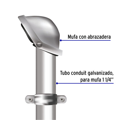 Mufa con abrazadera para tubo 1-1/4', Volteck | MUFA-1-1/4 | 46943