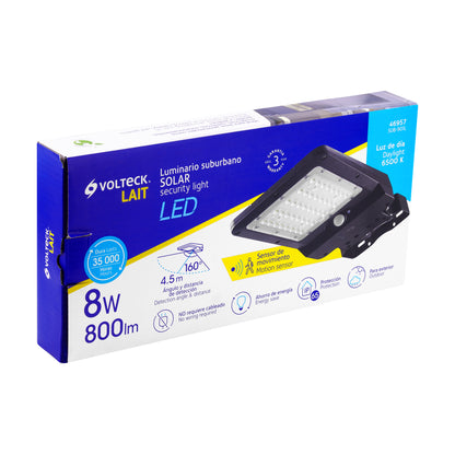 Luminario suburbano solar LED 8 W 6500 K con sensor de luz | SUB-901L | 46957