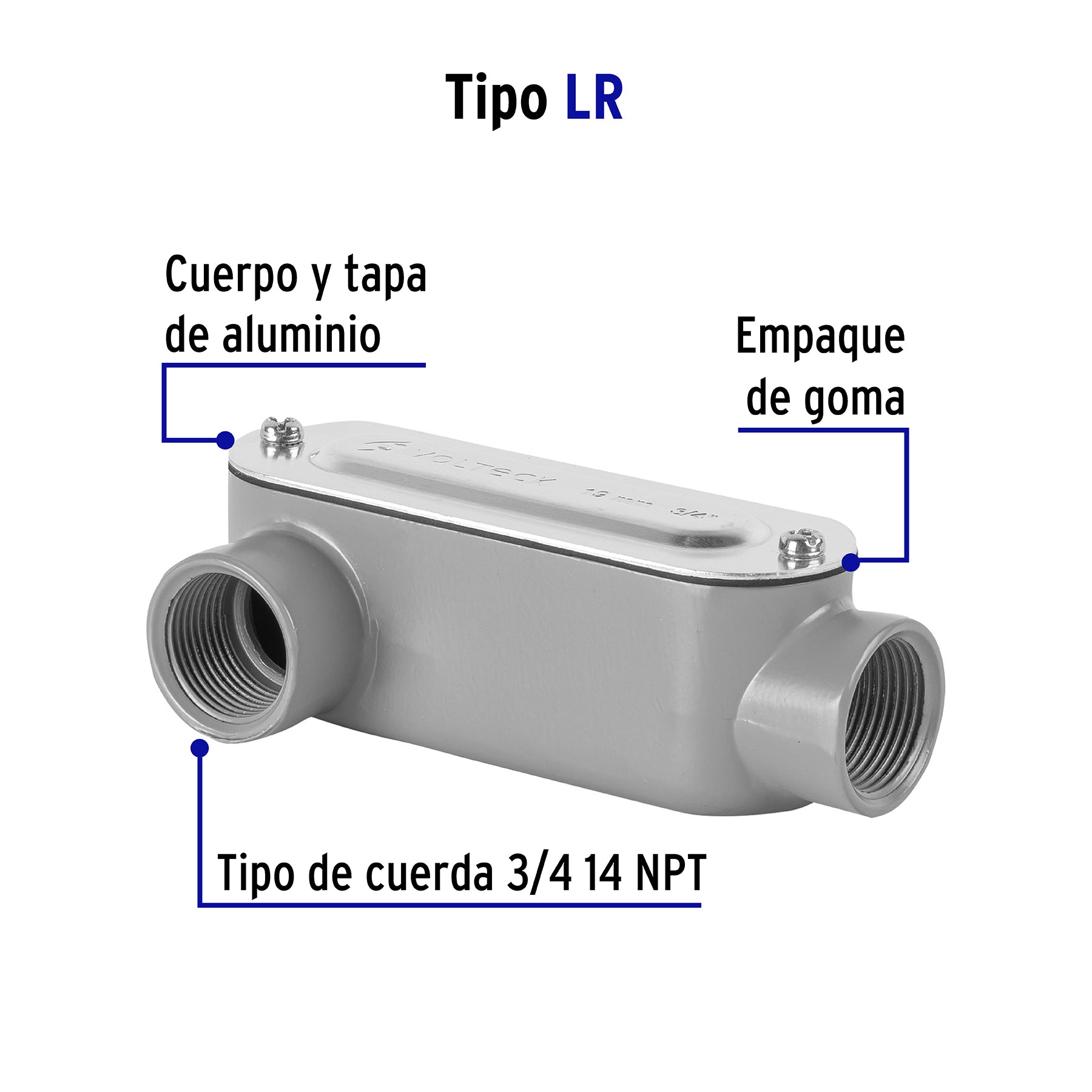 Condulet 3/4' conexión tipo LR, Volteck | COLET-3/4-LR | 46974