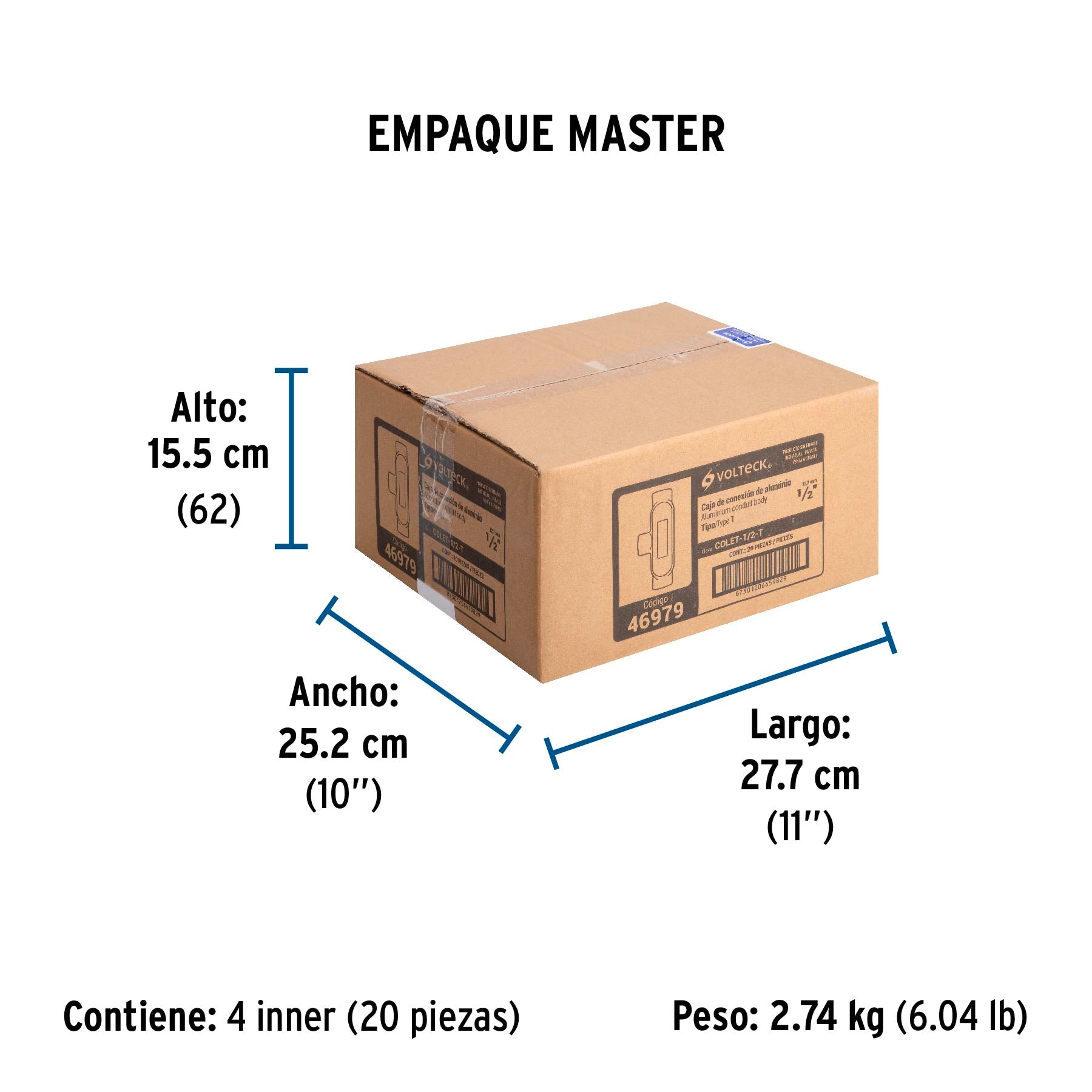 Condulet 1/2' conexión tipo T, Volteck | COLET-1/2-T | 46979