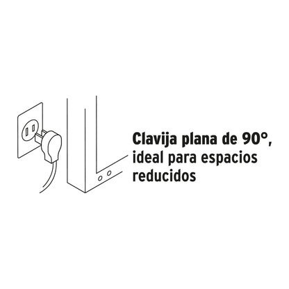 Extensión doméstica aterrizada 5 m blanca con clavija plana | EDA-5B | 46989
