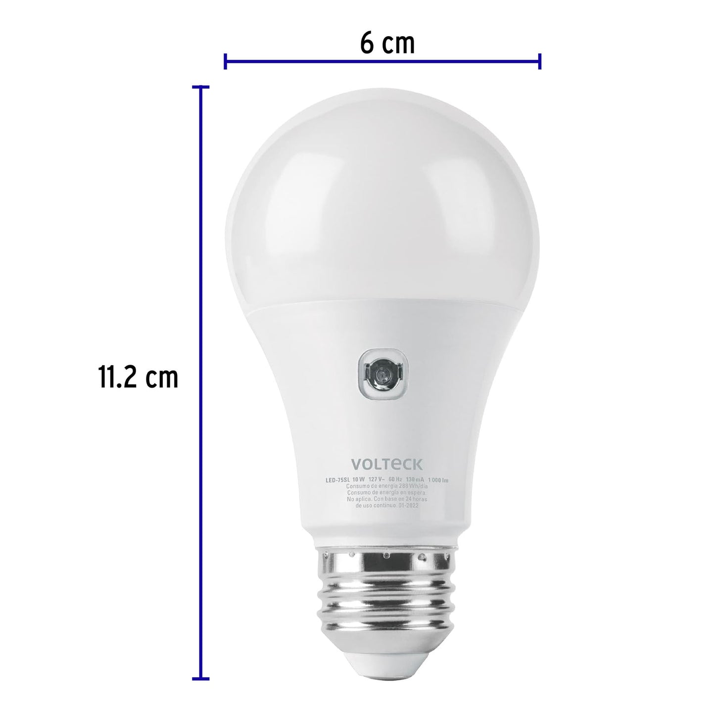Lámpara LED tipo bulbo A19 10 W con sensor de luz, Volteck | LED-75SL | 46990