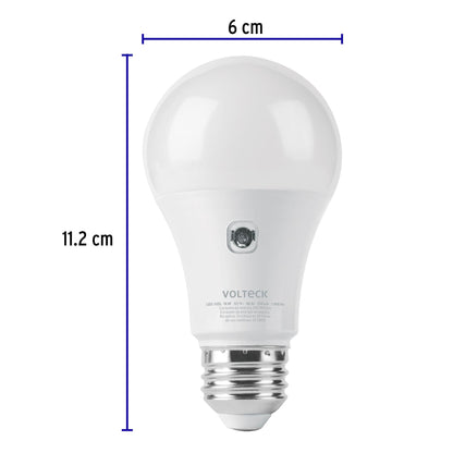 Lámpara LED tipo bulbo A19 10 W con sensor de luz, Volteck | LED-75SL | 46990