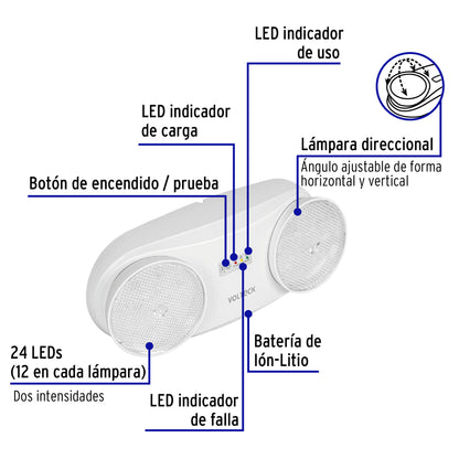 Lámpara de emergencia de 24 Leds 170 lm dirigible recargable | LAE-24D | 46992