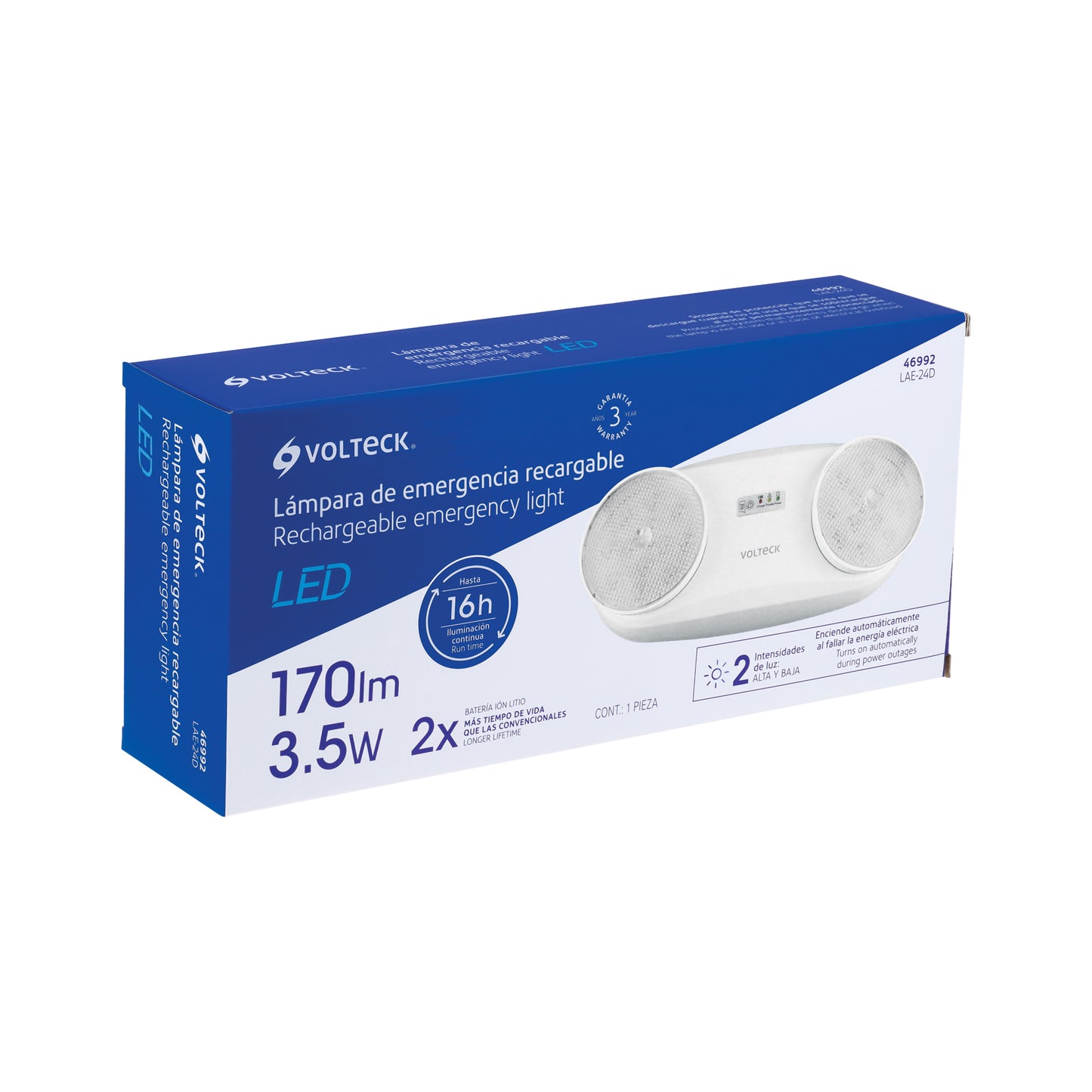 Lámpara de emergencia de 24 Leds 170 lm dirigible recargable | LAE-24D | 46992