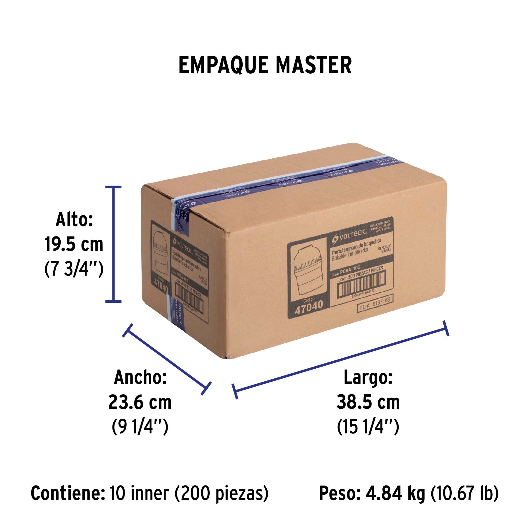 Portalámpara de baquelita, sencillo a granel, Volteck | POBA-10G | 47040