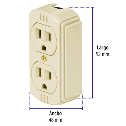 Contacto de sobreponer dúplex, 2 polos+tierra a granel | COSO-DAG | 47041