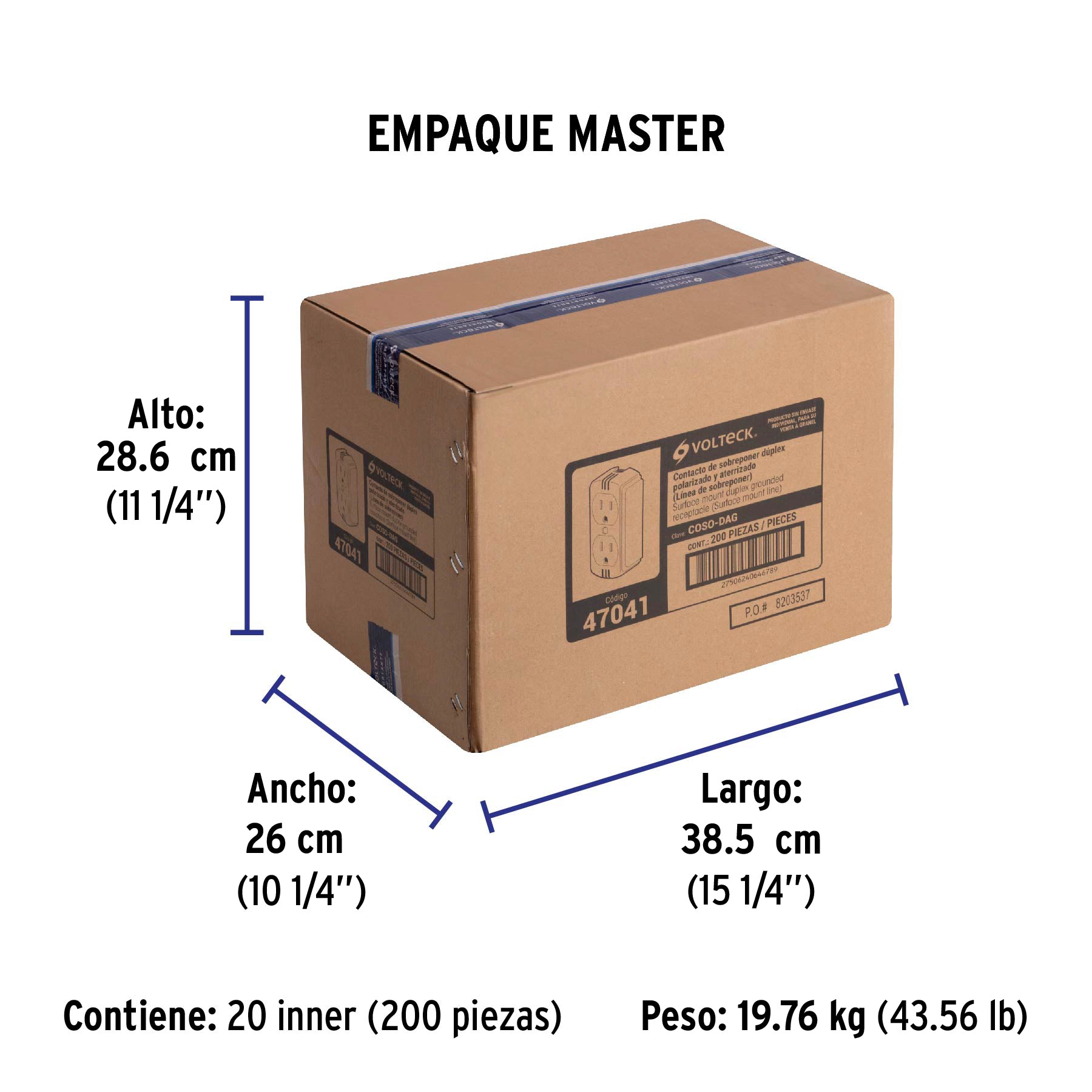 Contacto de sobreponer dúplex, 2 polos+tierra a granel | COSO-DAG | 47041