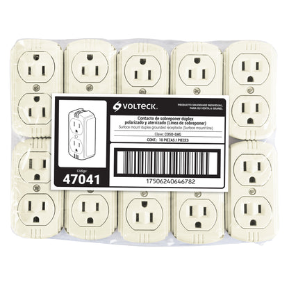 Contacto de sobreponer dúplex, 2 polos+tierra a granel | COSO-DAG | 47041