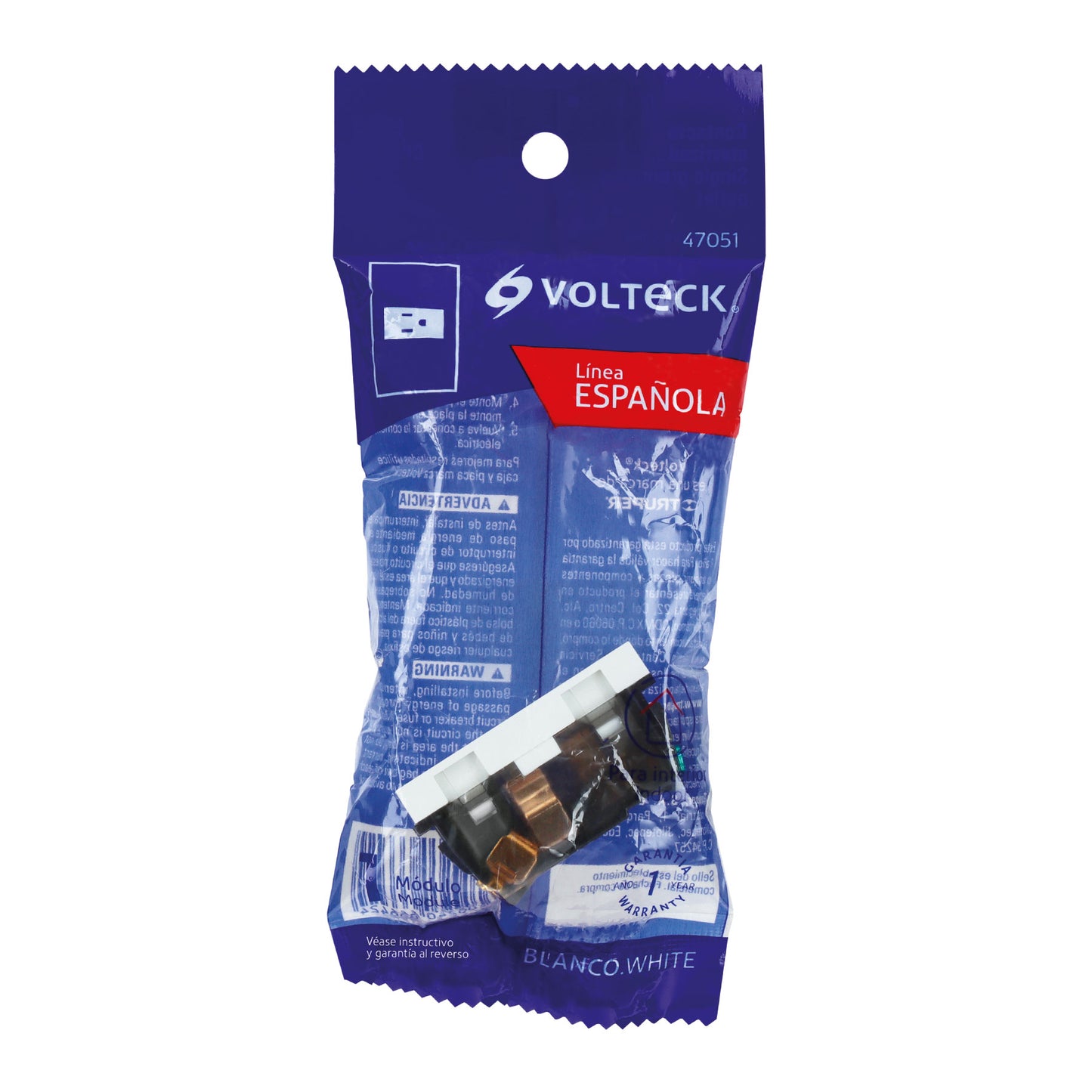 Contacto aterrizado, 1 módulo, línea Española, color blanco | COA-EB | 47051