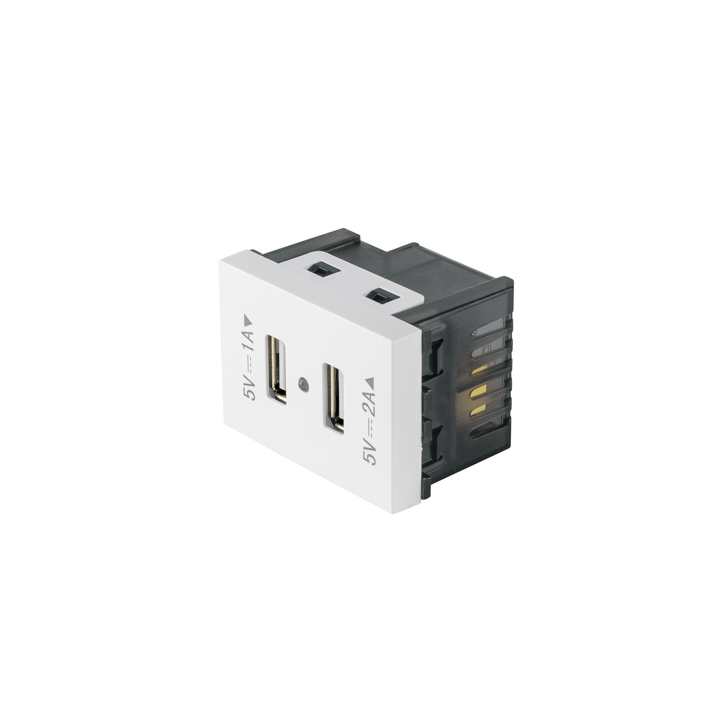 Toma con 2 puertos USB, 1.5 módulos, línea Española, blanco | C2USB-EB | 47057