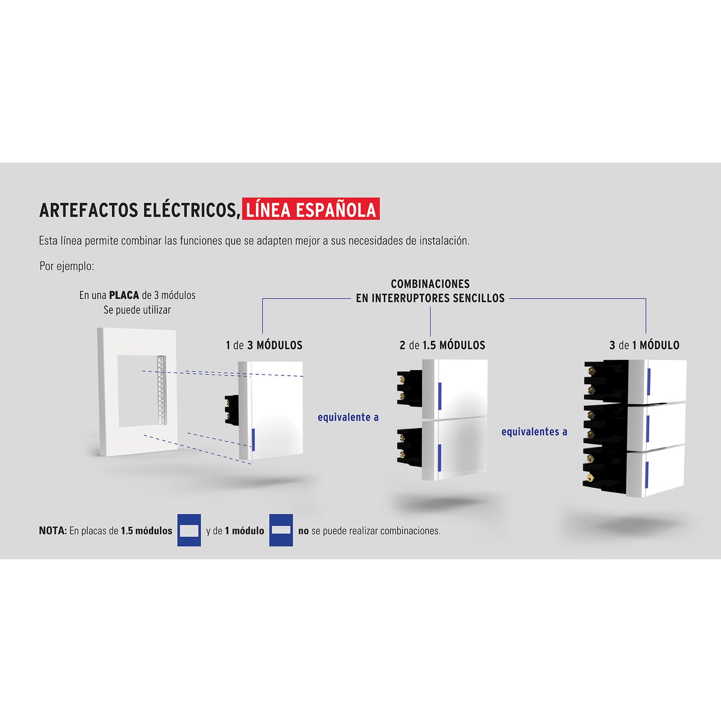 Placa 2 ventanas, 6 módulos, línea Española, color blanco | PP6M-EB | 47065