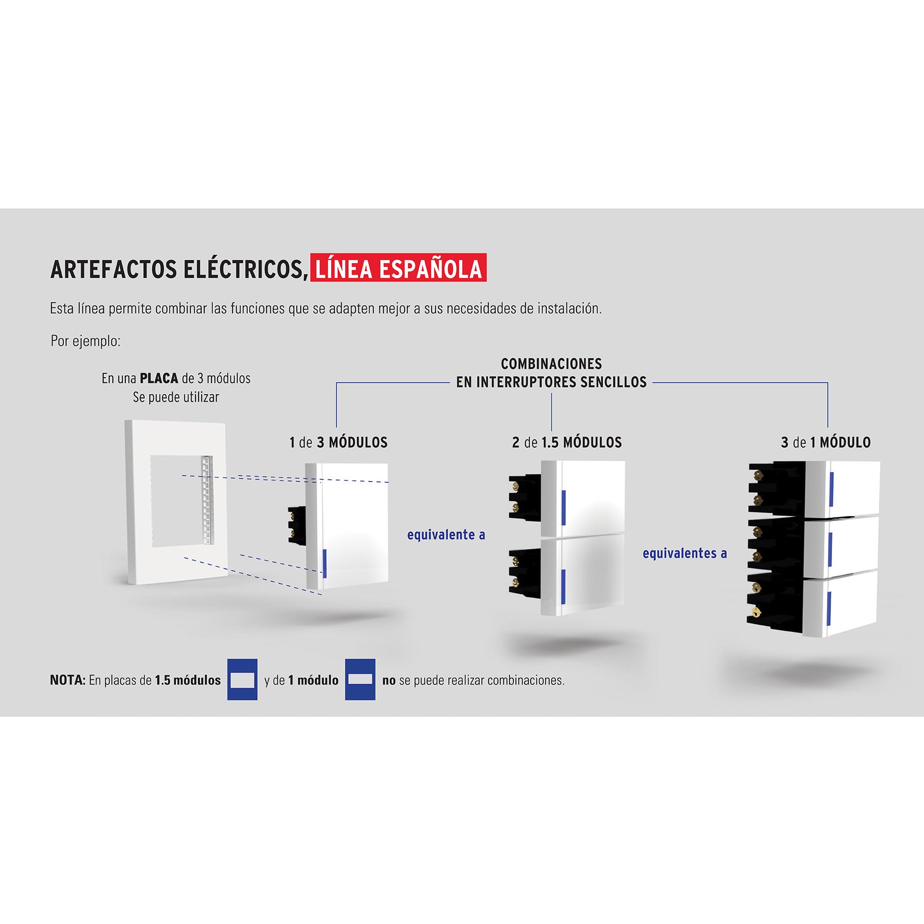 Placa 2 ventanas, 6 módulos, línea Española, color blanco | PP6M-EB | 47065