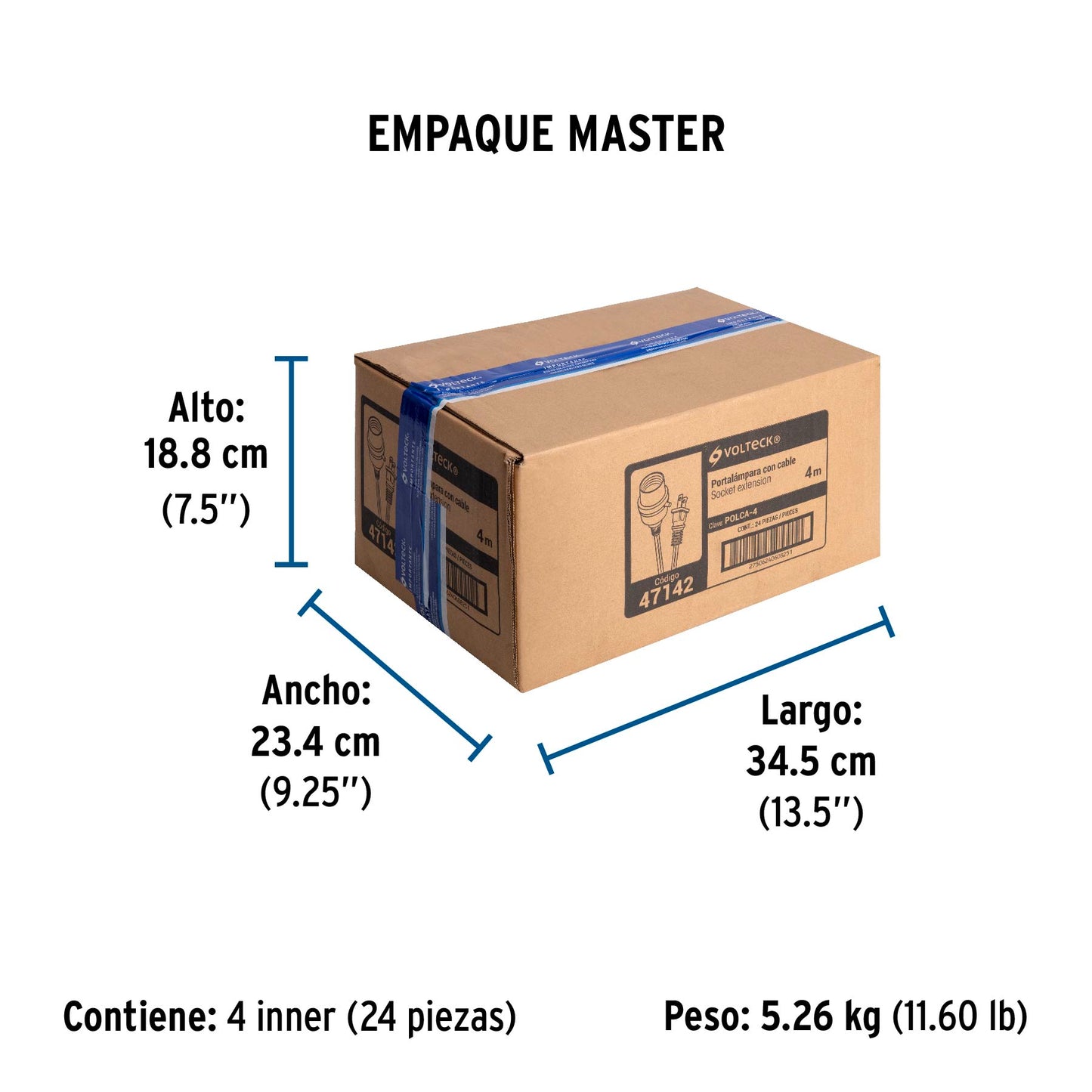 Portalámparas con cable de 4 m, VOLTECK | POLCA-4 | 47142