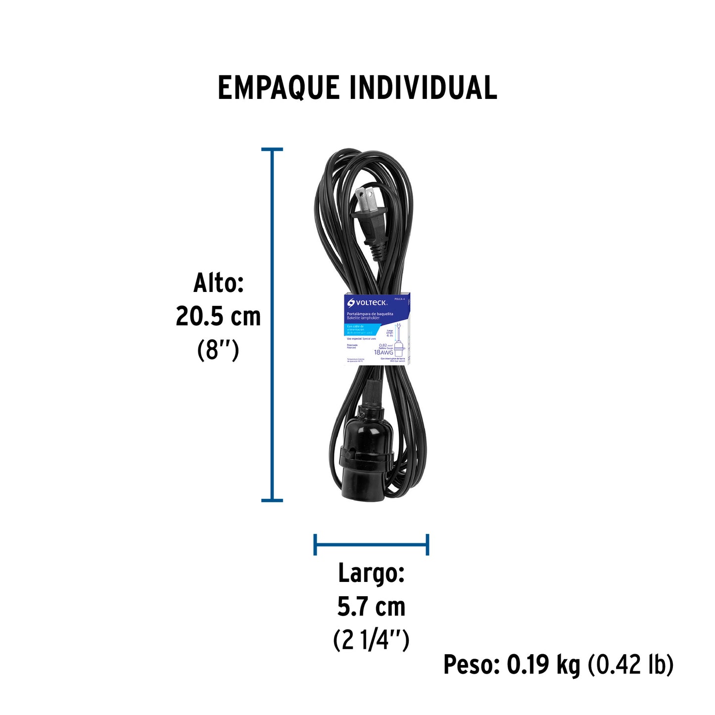 Portalámparas con cable de 4 m, VOLTECK | POLCA-4 | 47142