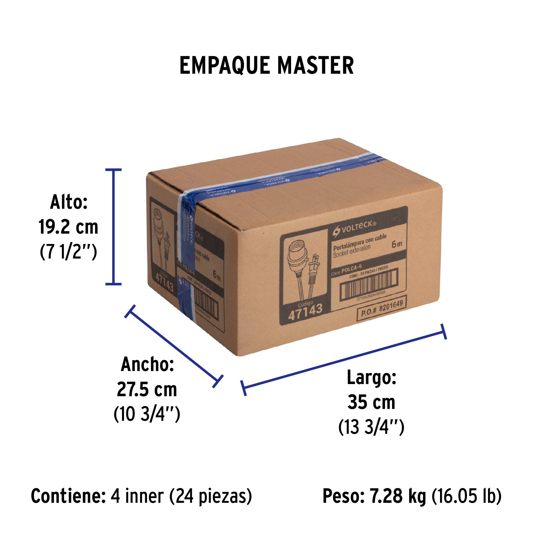 Portalámparas con cable de 6 m, VOLTECK | POLCA-6 | 47143