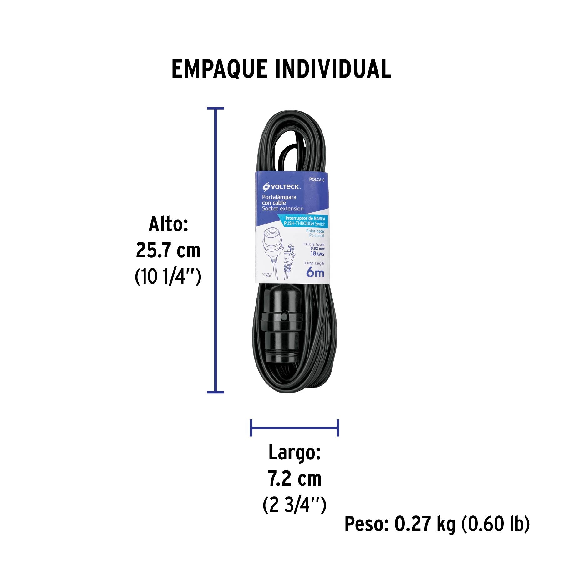 Portalámparas con cable de 6 m, VOLTECK | POLCA-6 | 47143