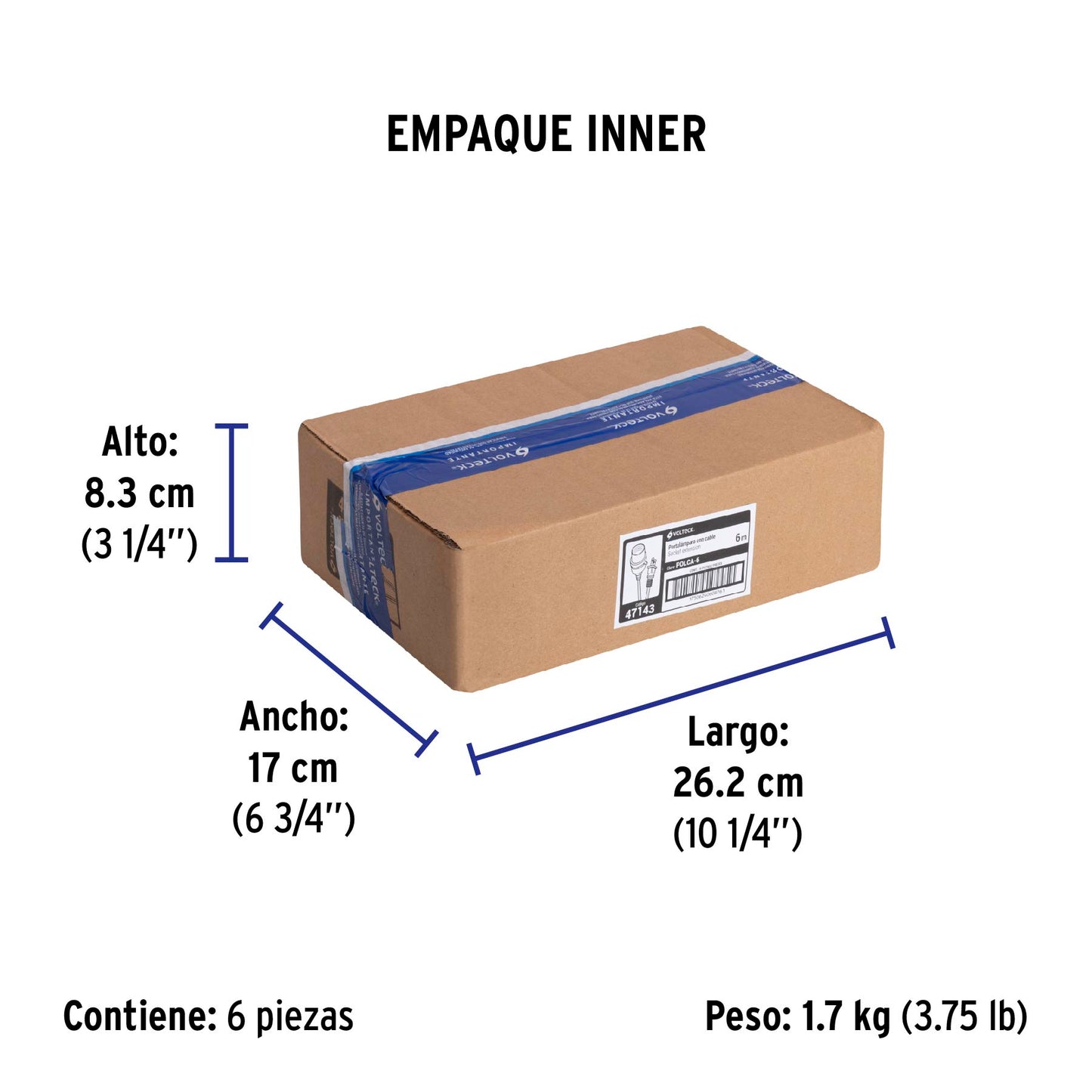 Portalámparas con cable de 6 m, VOLTECK | POLCA-6 | 47143
