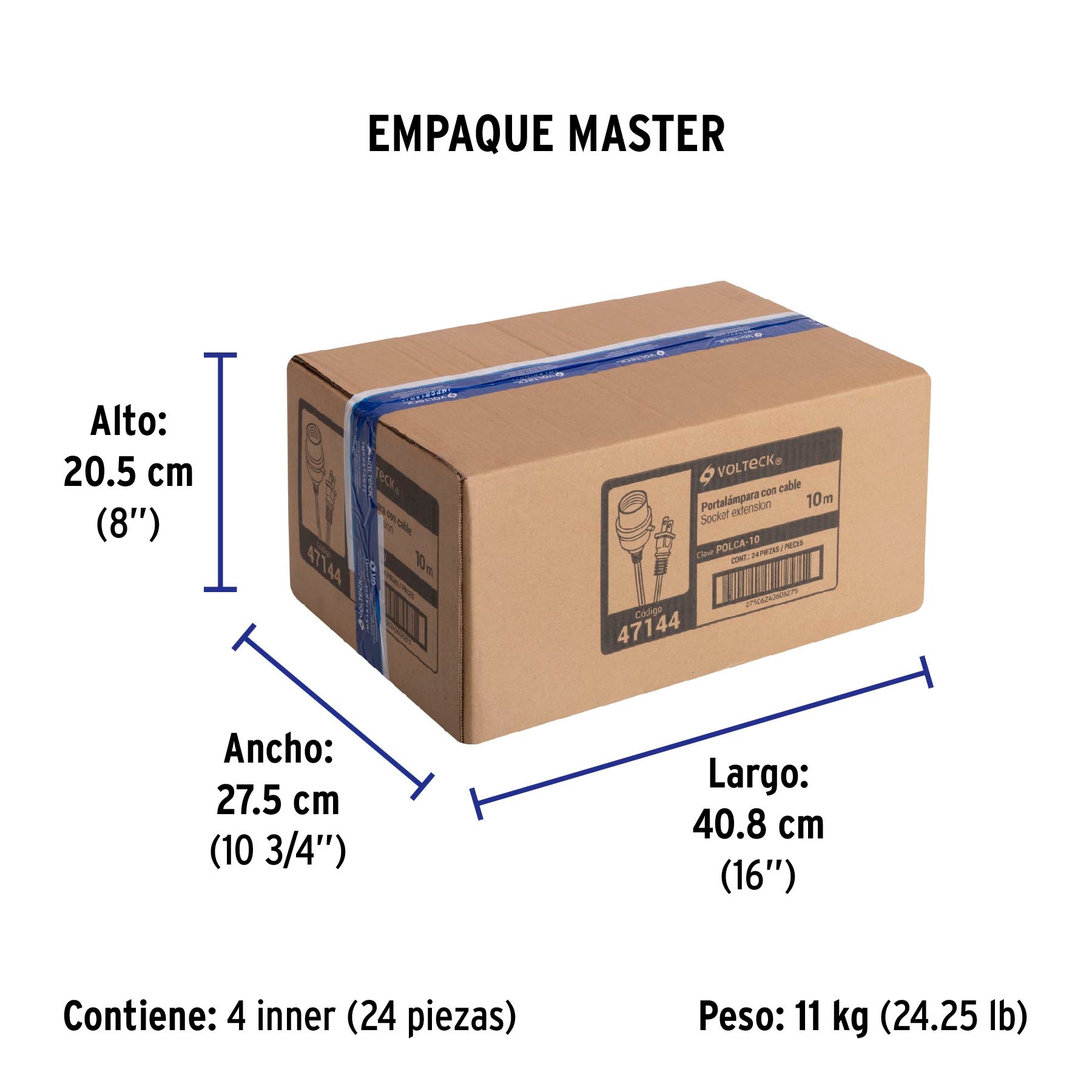 Portalámparas con cable de 10 m, VOLTECK | POLCA-10 | 47144