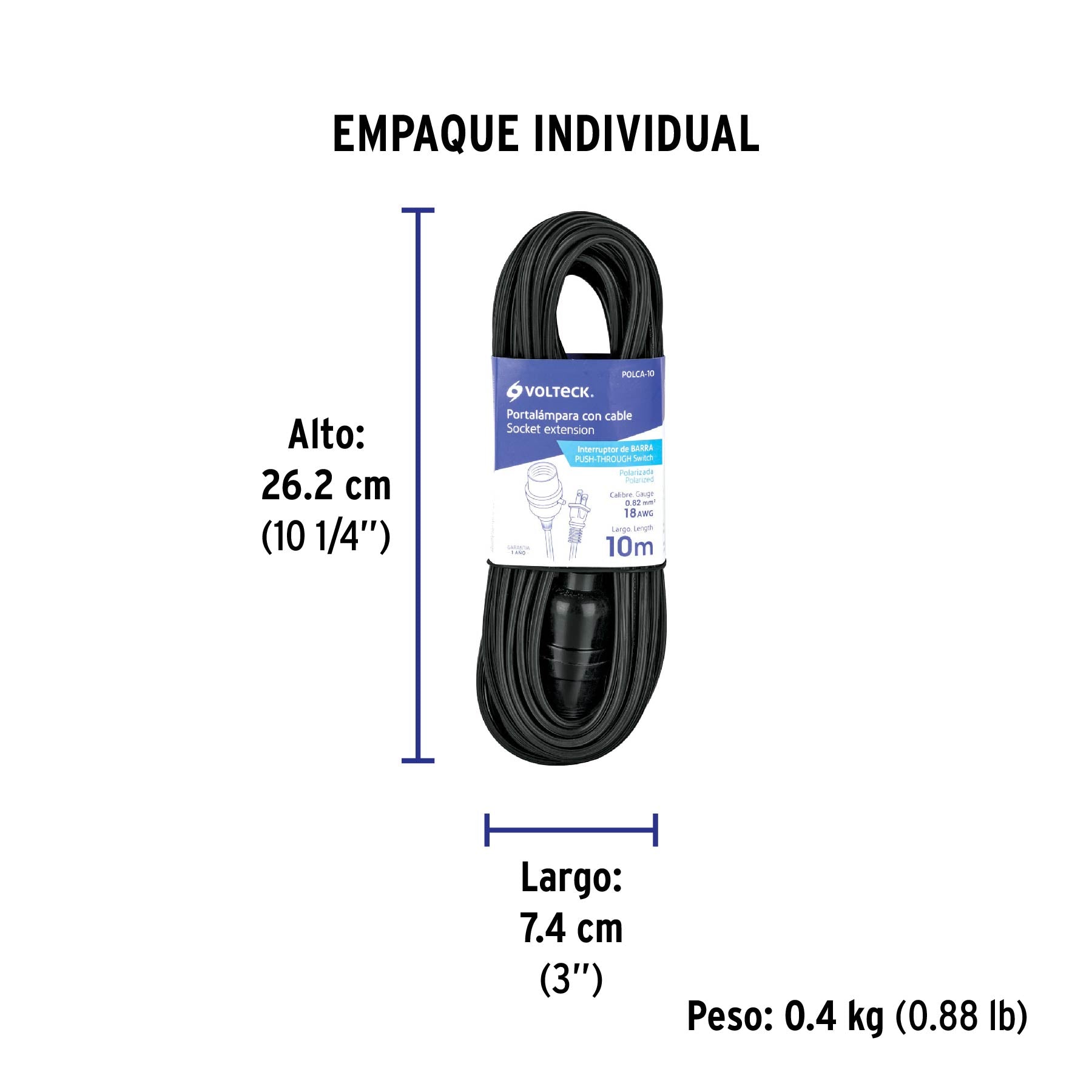 Portalámparas con cable de 10 m, VOLTECK | POLCA-10 | 47144