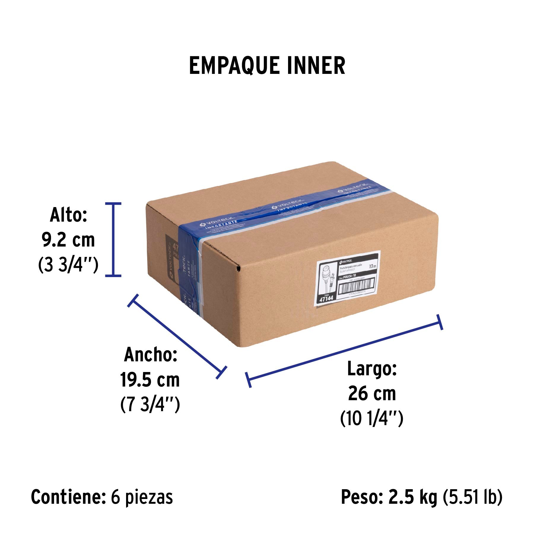 Portalámparas con cable de 10 m, VOLTECK | POLCA-10 | 47144