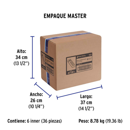 Multicontacto 16 AWG uso rudo con 4 entradas, Volteck | MUL-4 | 47181