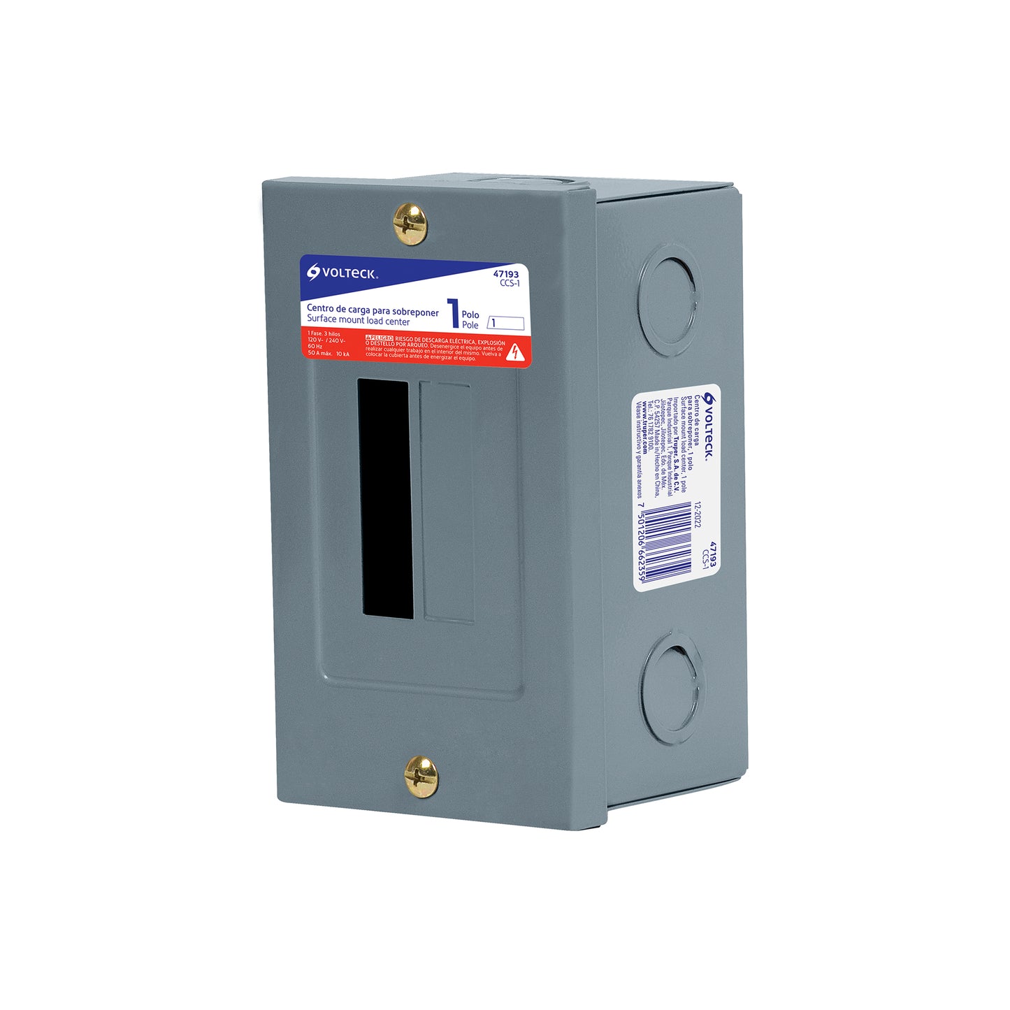 Centro de carga de sobreponer, 1 polo, Volteck | CCS-1 | 47193