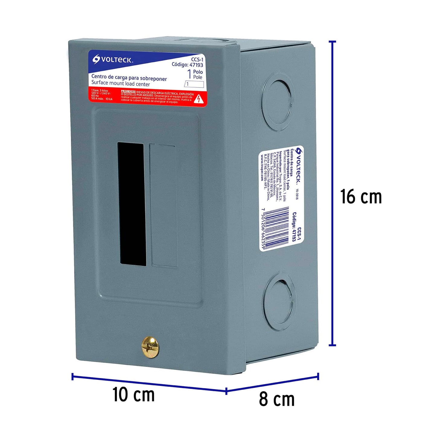 Centro de carga de sobreponer, 1 polo, Volteck | CCS-1 | 47193